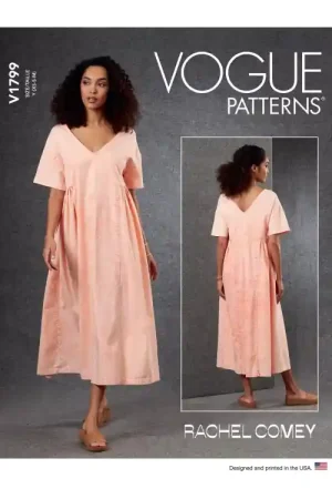 Voordeelprijs Naaipatroon Vogue 1799 designer jurk, maat 42-50, Dui/En/Fr