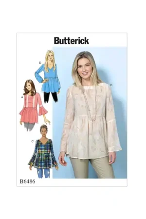 Voordeelprijs Naaipatroon Butterick 6486 shirt, maat 42-52, Dui/En/Fr