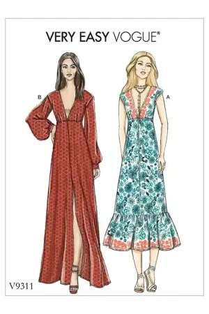 Weekendaanbieding Naaipatroon Vogue 9311 jurk, Dui/En/Fr