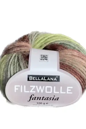 Actieprijs BellaLana Filzwolle Fantasia 100gr. , olijfgroen