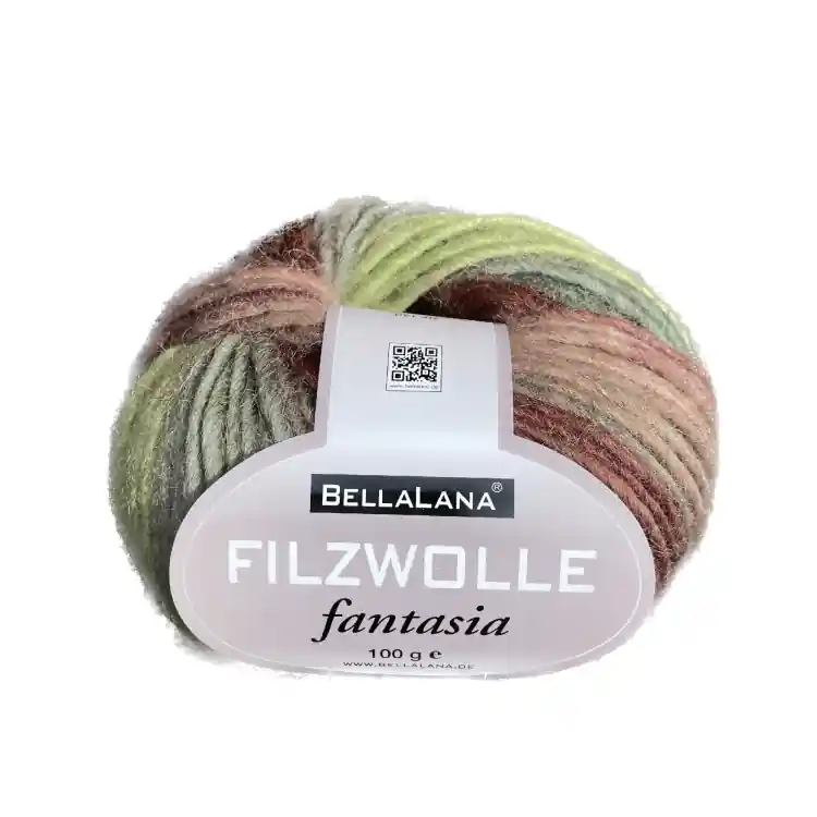 Actieprijs BellaLana Filzwolle Fantasia 100gr. , olijfgroen