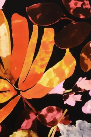 Viscose Popeline tropical, oranje Hoge Kwaliteit