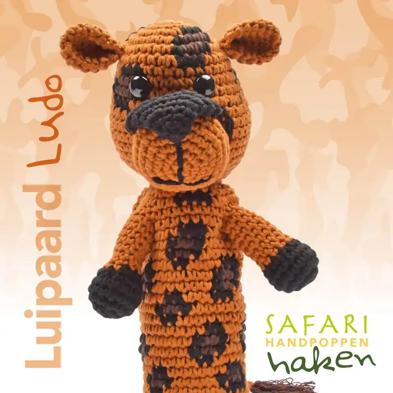Betaalbaar Garenpakket: Safari handpop luipaard Ludo