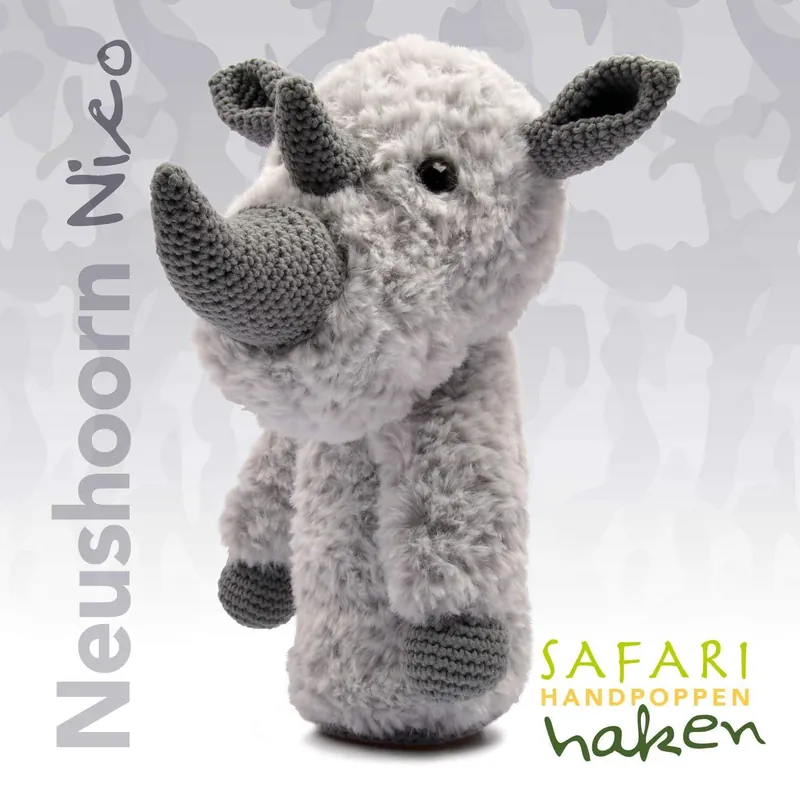 Garenpakket: Safari handpop neushoorn Nico Beperkte Voorraad