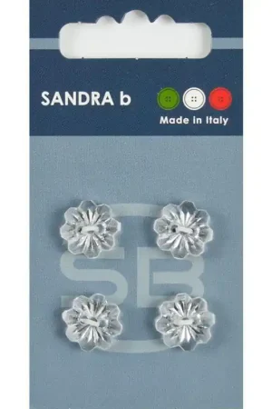 Sandra B knopen C024 maat 20 - 13 mm Transparant Bloem Beperkt Aanbod
