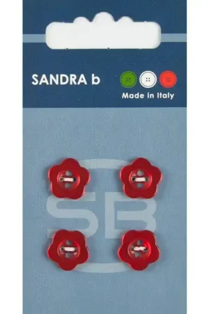 Nieuw Sandra B knopen C052 maat 20 - 13 mm Bloemetje Rood