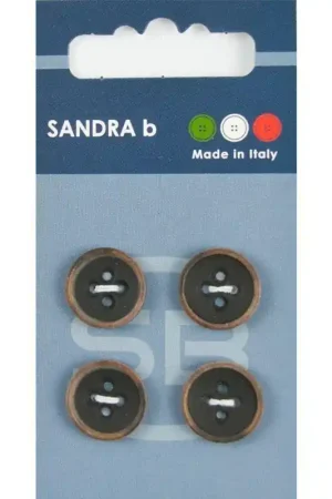 Sandra B knopen C181 maat 24 - 15 mm Zwart/Bruin Korting