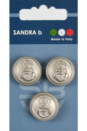 Seizoensaanbieding Sandra B knopen C205 maat 32 - 20 mm Zilver z/gaatjes