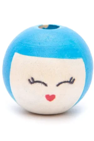 Beperkt Aanbod Houten Kraal Smiley 25 mm Blauw