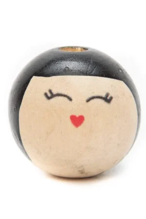 Betrouwbaar Houten Kraal Smiley 25 mm Zwart