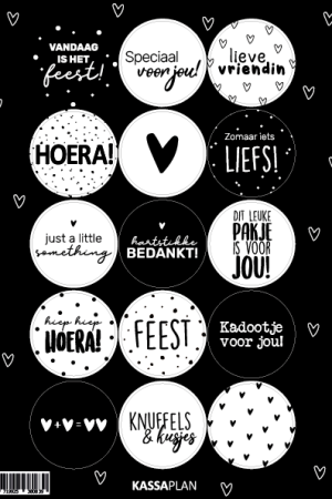 Stickers - Assortiment Zwart/Wit (15 stuks) Premium