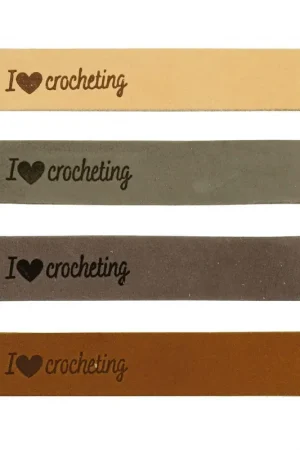 Aanbieding Durable - Leren Label I Love Crocheting met drukknoop (2 stuks)