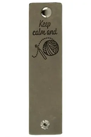 Koopje Durable - Leren Label Keep Calm and Crochet met drukknoop (2 stuks)