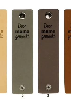 Aanbieding Durable - Leren Label Door mama gemaakt met drukknoop (2 stuks)