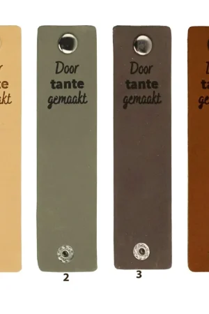 Durable - Leren Label Door Tante gemaakt met drukknoop (2 stuks) Bestel Nu
