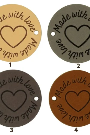 Snelle Levering Durable - Leren Label Rond Made With Love (2 stuks)