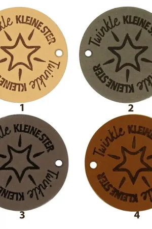 Korting Durable - Leren Label Rond Twinkle kleine ster (2 stuks)