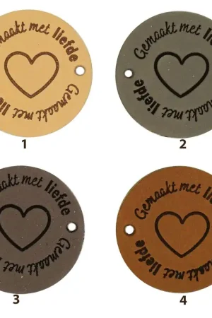 Durable - Leren Label Rond Gemaakt met Liefde (2 stuks) Veilige Betaling