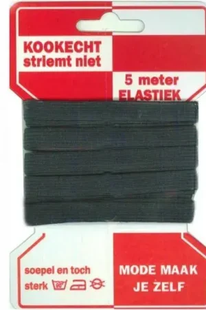 Veilige Betaling Directoire Elastiek 10 mm - Zwart 5m
