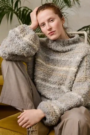 Bestseller Gestreepte bouclé damestrui breien - Lana Grossa breipakket