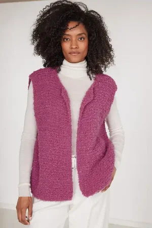 Gratis Verzending Mouwloos bouclé damesvest breien - Lana Grossa breipakket