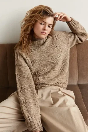 Premium Damestrui met reliëf strepen breien - Lana Grossa breipakket