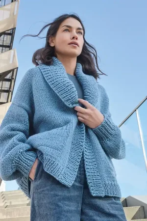 Damesvest met sjaalkraag breien - Lana Grossa breipakket Gereduceerde Prijs