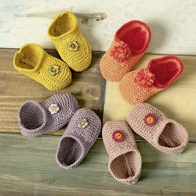 Babyslofjes van katoen breien - Lang Yarns breipakket Premium