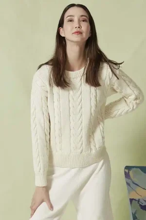 Merino damestrui met kabels breien - Lang Yarns breipakket Shop Nu