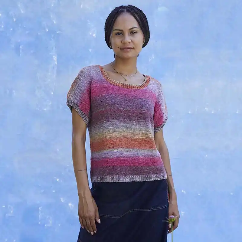 Zijden korte mouwen shirt breien - Lang Yarns Silk Color breipakket Laatste Versie