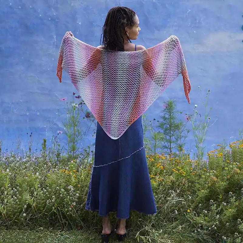 Zijden driehoek sjaal breien - Lang Yarns Silk Color breipakket Exclusieve Aanbieding