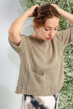 Weekendaanbieding Luchtige linnen dames top breien - Lang Yarns Crealino breipakket