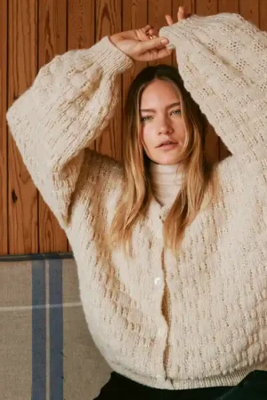 Damesvest met blokjes motief breien - Lana Grossa Natural Alpaca Pelo breipakket Laatste Kans