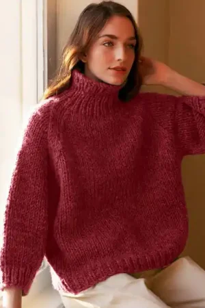 Dames coltrui met dikke wol breien - Novita Hygge Wool breipakket Speciale Aanbieding