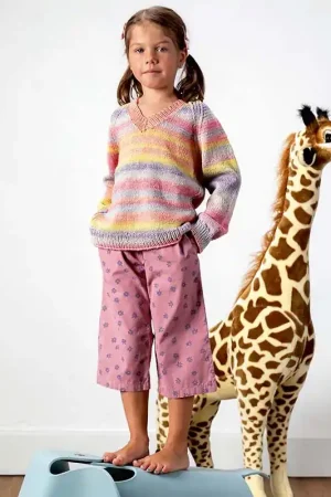 Kindertrui met V-hals breien - Lang Yarns Merino 120 Degradé breipakket Lage Kosten