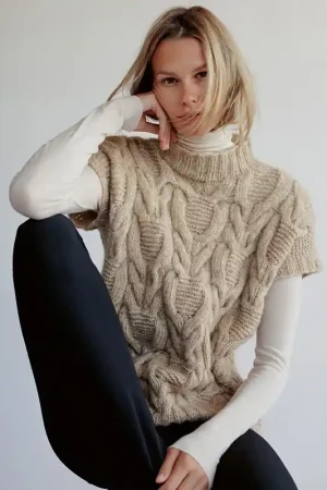 Favoriet Dames spencer met kabelpatroon breien - Lana Grossa Natural Alpaca Pelo breipakket