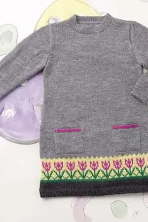Beperkt Aanbod Baby jurkje Tulp breien - Breipakket met gratis breipatroon