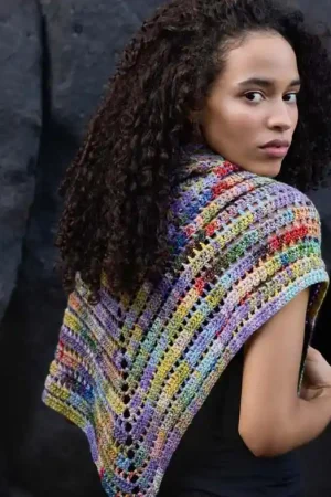 Koopje Gekleurde driehoeksjaal haken - Lana Grossa haakpakket