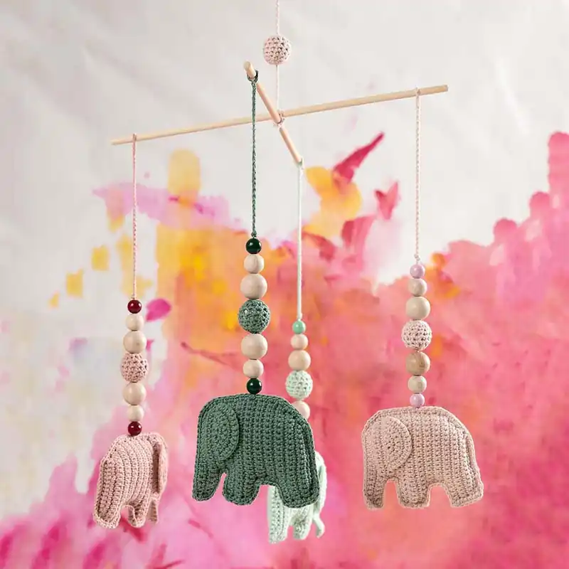 Babymobiel met olifantjes haken - Lang Yarns Baby Cotton haakpakket Bestel Nu