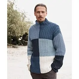 Aanbieding Lana Grossa colourblock heren trui breien van Cool Wool Big (C27,M48)