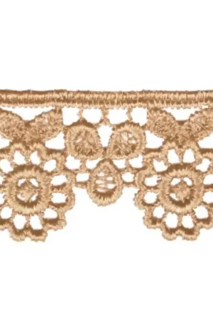 Voordeelprijs Guipure Kant Bloem 25mm - Beige