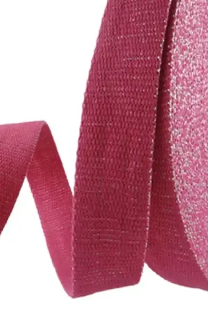 Alleen Vandaag Tassenband Goud Lurex - Fuchsia 30 mm