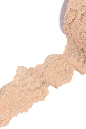 Alleen Vandaag Elastisch Kant Bloemen 55 mm - Beige