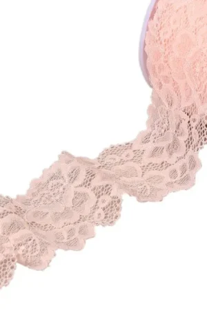 Alleen Vandaag Elastisch Kant Bloemen 55 mm - Zalm Roze