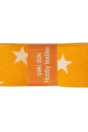 Aanbieding Biasband Katoen Stars - Oker Geel