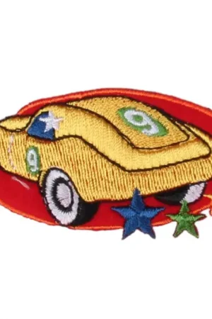 Strijkapplicatie Race 9 Geel Sterren Direct Beschikbaar