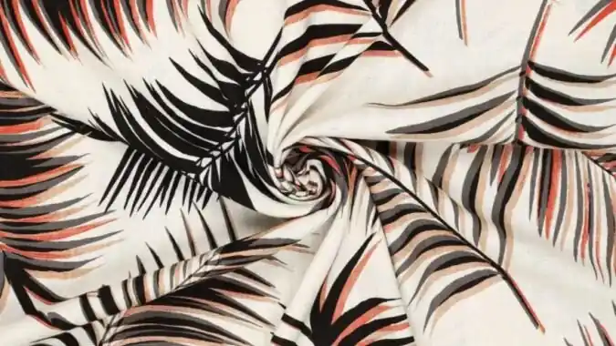 Lauren Natural Linen Slub met Bladprint Betrouwbaar