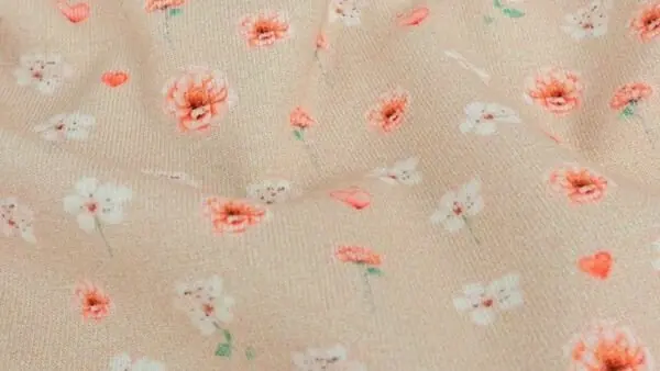 Flitsaanbieding Taupe Tricot Stof met Bloemen