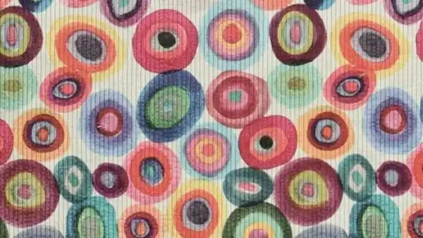 Digi Circles Printed Cord \\u2013 Multicolor Ribstof met Stretch Snelle Levering