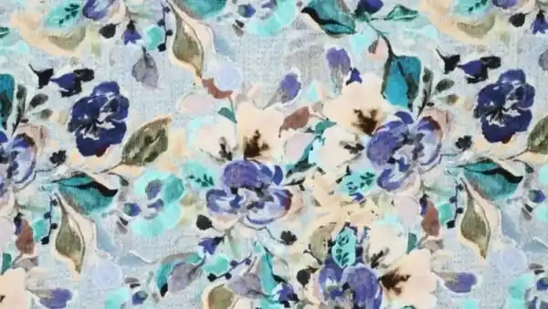 Uitverkoop Viscose Stretch My Sweet Rosy \\u2013 Blauw met Digital Print